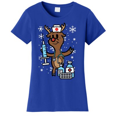 Christmas Nurse Reindeer Funny Xmas Nursing Scrub Top Women Women's T-Shirt