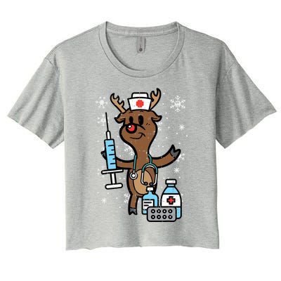 Christmas Nurse Reindeer Funny Xmas Nursing Scrub Top Women Women's Crop Top Tee