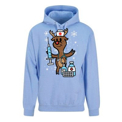 Christmas Nurse Reindeer Funny Xmas Nursing Scrub Top Women Unisex Surf Hoodie