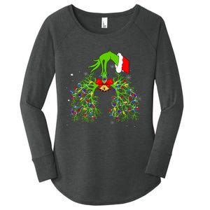 Christmas Nurse Respiratory Therapist Lung Xmas Lights Women's Perfect Tri Tunic Long Sleeve Shirt