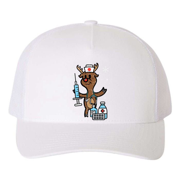 Christmas Nurse Reindeer Funny Xmas Nursing Scrub Top Yupoong Adult 5-Panel Trucker Hat