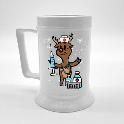 Christmas Nurse Reindeer Funny Xmas Nursing Scrub Top Beer Stein