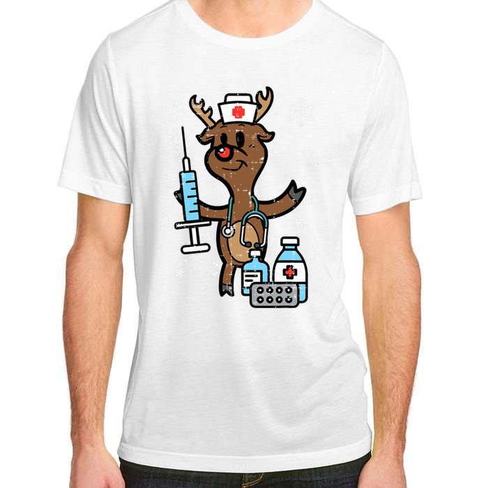 Christmas Nurse Reindeer Funny Xmas Nursing Scrub Top Adult ChromaSoft Performance T-Shirt