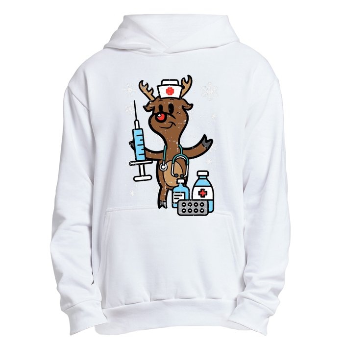 Christmas Nurse Reindeer Funny Xmas Nursing Scrub Top Urban Pullover Hoodie