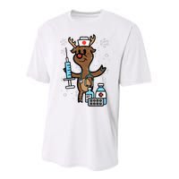 Christmas Nurse Reindeer Funny Xmas Nursing Scrub Top Performance Sprint T-Shirt