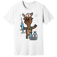 Christmas Nurse Reindeer Funny Xmas Nursing Scrub Top Premium T-Shirt