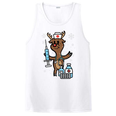 Christmas Nurse Reindeer Funny Xmas Nursing Scrub Top PosiCharge Competitor Tank