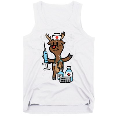 Christmas Nurse Reindeer Funny Xmas Nursing Scrub Top Tank Top