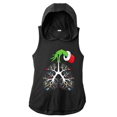 Christmas Nurse Respiratory Therapist Lung Lights Funnyxmas Ladies PosiCharge Tri-Blend Wicking Draft Hoodie Tank