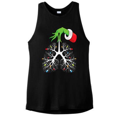 Christmas Nurse Respiratory Therapist Lung Lights Funnyxmas Ladies PosiCharge Tri-Blend Wicking Tank