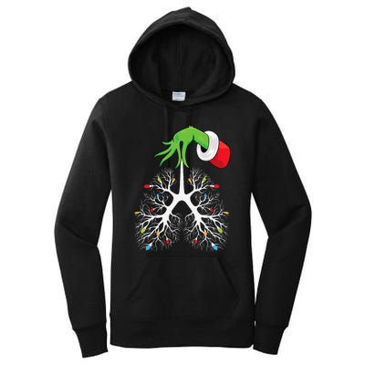 Christmas Nurse Respiratory Therapist Lung Lights Funnyxmas Women's Pullover Hoodie