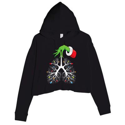 Christmas Nurse Respiratory Therapist Lung Lights Funnyxmas Crop Fleece Hoodie