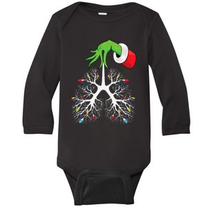 Christmas Nurse Respiratory Therapist Lung Lights Funnyxmas Baby Long Sleeve Bodysuit