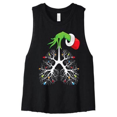 Christmas Nurse Respiratory Therapist Lung Lights Funnyxmas Women's Racerback Cropped Tank