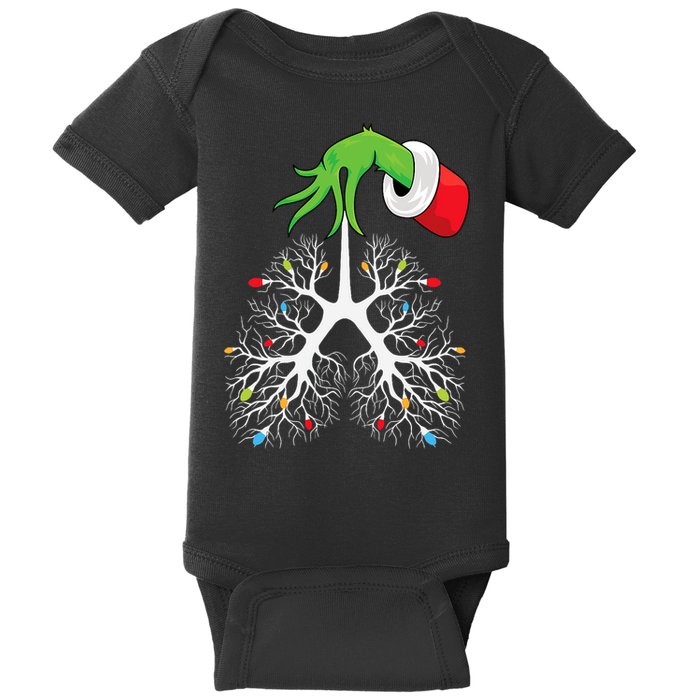 Christmas Nurse Respiratory Therapist Lung Lights Funnyxmas Baby Bodysuit