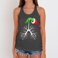 Christmas Nurse Respiratory Therapist Lung Lights Funnyxmas Women's Knotted Racerback Tank