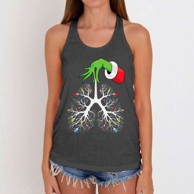 Christmas Nurse Respiratory Therapist Lung Lights Funnyxmas Women's Knotted Racerback Tank