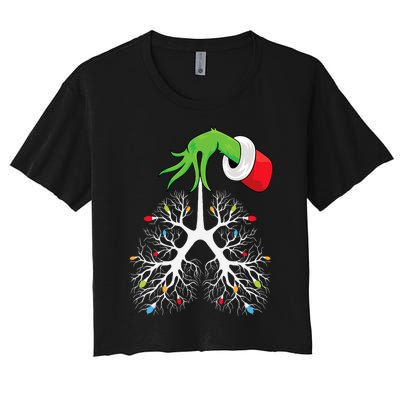 Christmas Nurse Respiratory Therapist Lung Lights Funnyxmas Women's Crop Top Tee