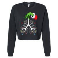 Christmas Nurse Respiratory Therapist Lung Lights Funnyxmas Cropped Pullover Crew