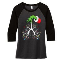 Christmas Nurse Respiratory Therapist Lung Lights Funnyxmas Women's Tri-Blend 3/4-Sleeve Raglan Shirt