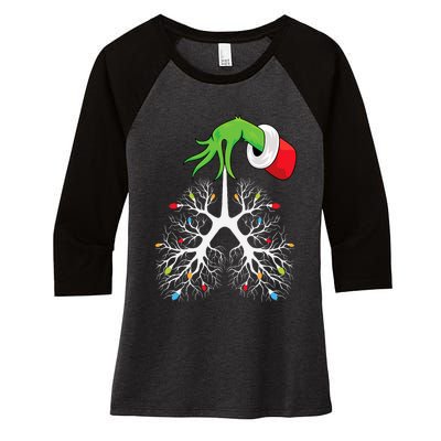 Christmas Nurse Respiratory Therapist Lung Lights Funnyxmas Women's Tri-Blend 3/4-Sleeve Raglan Shirt