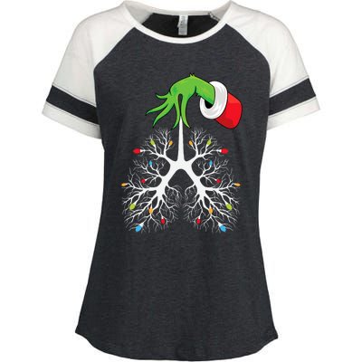 Christmas Nurse Respiratory Therapist Lung Lights Funnyxmas Enza Ladies Jersey Colorblock Tee