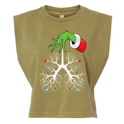 Christmas Nurse Respiratory Therapist Lung Lights Funnyxmas Garment-Dyed Women's Muscle Tee