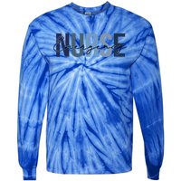 Cute Nurse Retro Leopard Print Emergency Nurse Cool Gift Tie-Dye Long Sleeve Shirt