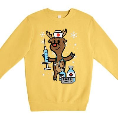 Christmas Nurse Reindeer Funny Xmas Nursing Scrub Top Women Premium Crewneck Sweatshirt