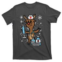 Christmas Nurse Reindeer Funny Xmas Nursing Scrub Top Women T-Shirt