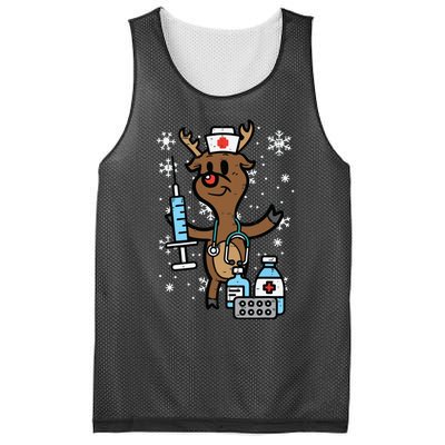 Christmas Nurse Reindeer Funny Xmas Nursing Scrub Top Women Mesh Reversible Basketball Jersey Tank