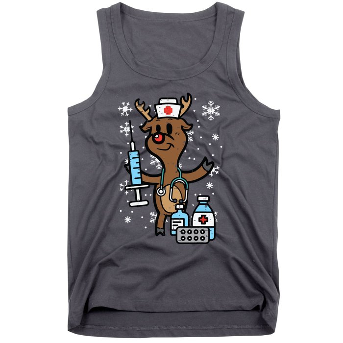 Christmas Nurse Reindeer Funny Xmas Nursing Scrub Top Women Tank Top