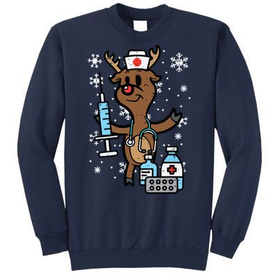 Christmas Nurse Reindeer Funny Xmas Nursing Scrub Top Women Sweatshirt