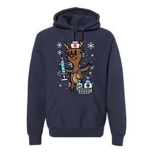 Christmas Nurse Reindeer Funny Xmas Nursing Scrub Top Women Premium Hoodie