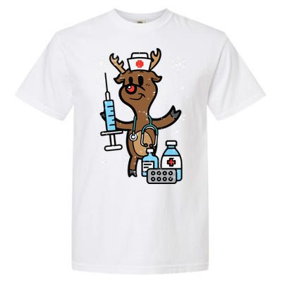 Christmas Nurse Reindeer Funny Xmas Nursing Scrub Top Women Garment-Dyed Heavyweight T-Shirt