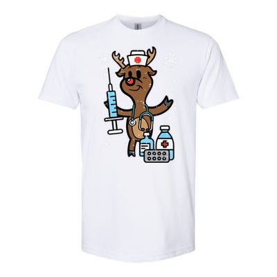 Christmas Nurse Reindeer Funny Xmas Nursing Scrub Top Women Softstyle CVC T-Shirt