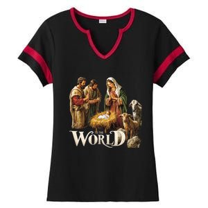 Classic Nativity Scene Religious Christmas Ladies Halftime Notch Neck Tee