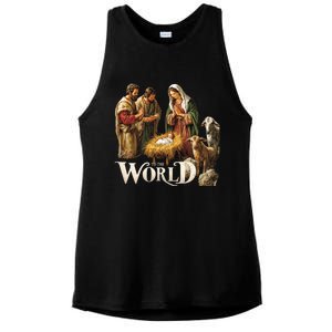 Classic Nativity Scene Religious Christmas Ladies PosiCharge Tri-Blend Wicking Tank