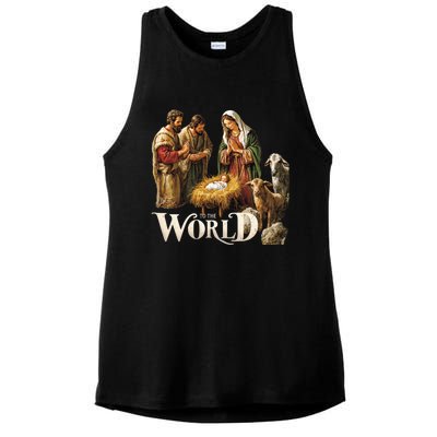 Classic Nativity Scene Religious Christmas Ladies PosiCharge Tri-Blend Wicking Tank