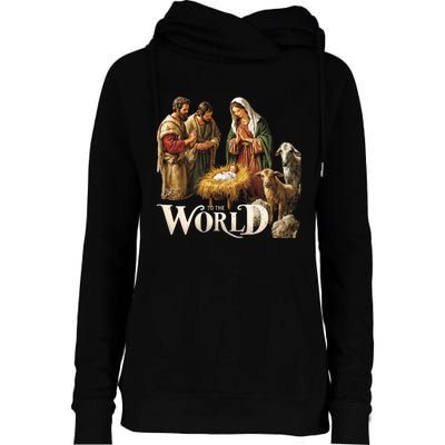 Classic Nativity Scene Religious Christmas Womens Funnel Neck Pullover Hood