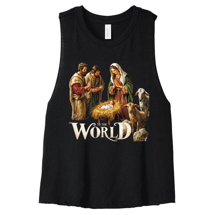 Classic Nativity Scene Religious Christmas Women's Racerback Cropped Tank