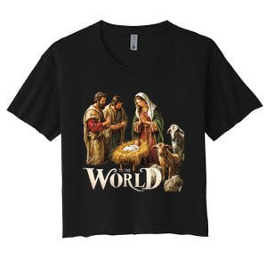 Classic Nativity Scene Religious Christmas Women's Crop Top Tee