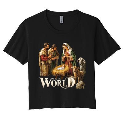 Classic Nativity Scene Religious Christmas Women's Crop Top Tee