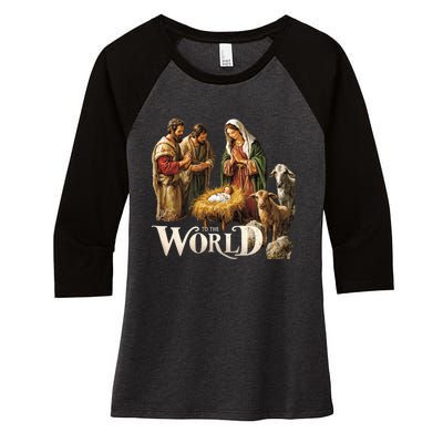 Classic Nativity Scene Religious Christmas Women's Tri-Blend 3/4-Sleeve Raglan Shirt