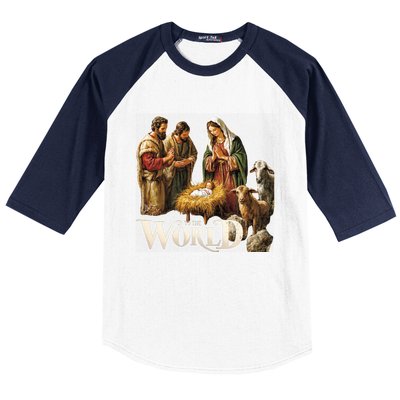 Classic Nativity Scene Religious Christmas Baseball Sleeve Shirt