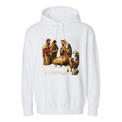 Classic Nativity Scene Religious Christmas Garment-Dyed Fleece Hoodie