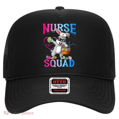 Cute Nurse Squad Easter Bunny High Crown Mesh Back Trucker Hat