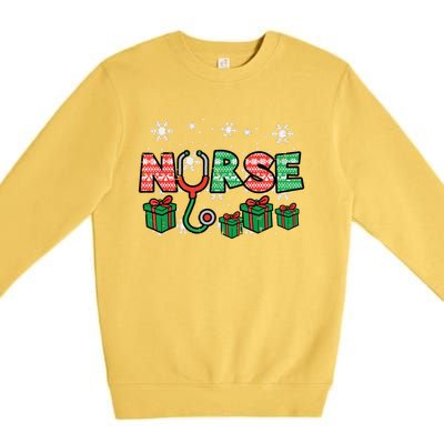 Christmas Nurse Stethoscope Xmas Nursing Scrub Top Rn Women Premium Crewneck Sweatshirt