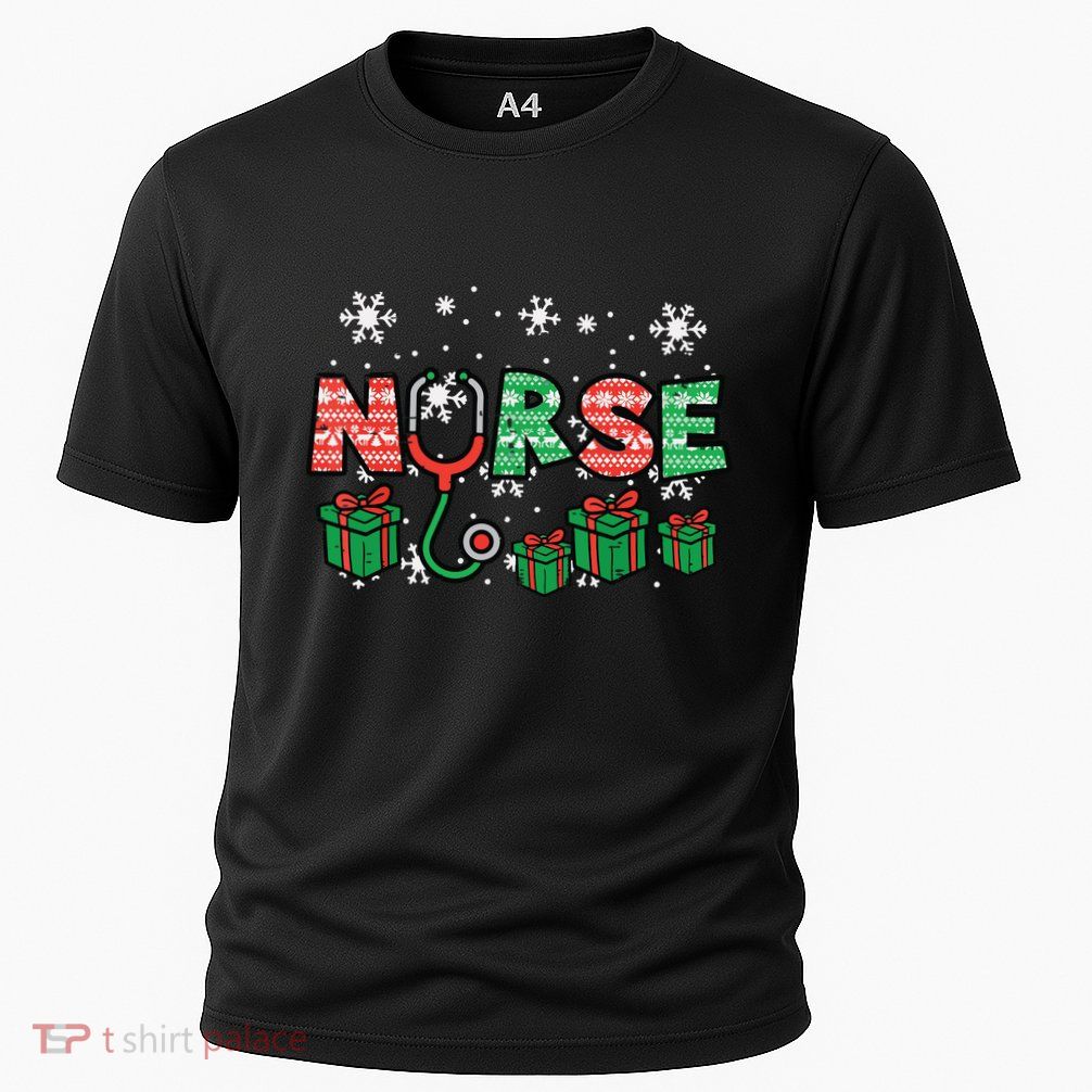 Christmas Nurse Stethoscope Xmas Nursing Scrub Top Rn Women Performance Shirt