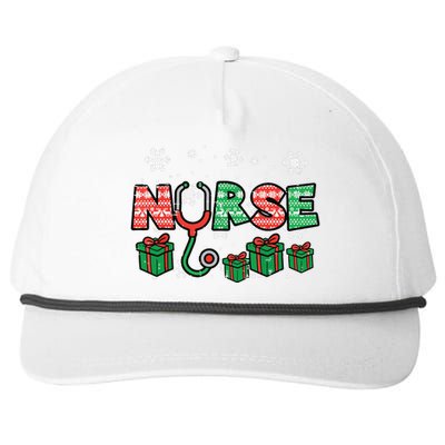 Christmas Nurse Stethoscope Xmas Nursing Scrub Top Rn Women Snapback Five-Panel Rope Hat